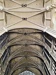 The interior is being repainted to take it back to its earlier, whiter days in the 13th century.