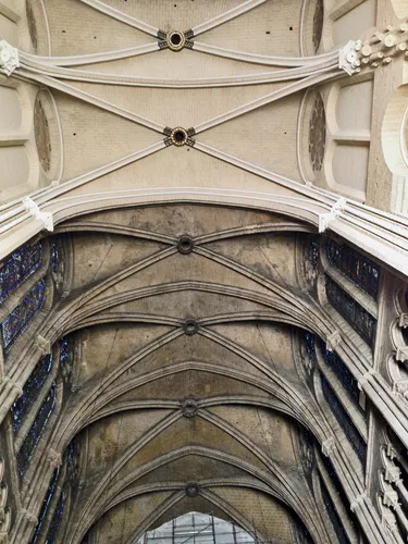 The interior is being repainted to take it back to its earlier, whiter days in the 13th century.