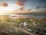 The enormous tentlike structures would stand outside the stacked workplace modules and admit daylight and allow ventilation. The tent membrane is designed as a lightweight two-layer system with an ins