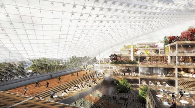 The proposed plans included gardens and a 'green loop' of bike paths and walkways to link various Google sites in Mountain View with each other.