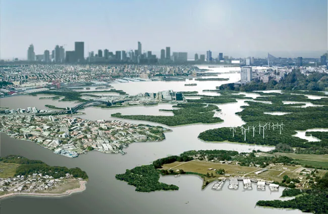 A scheme for a UNESCO-IHE competition envisions an artificial delta connecting Rotterdam and the sea.