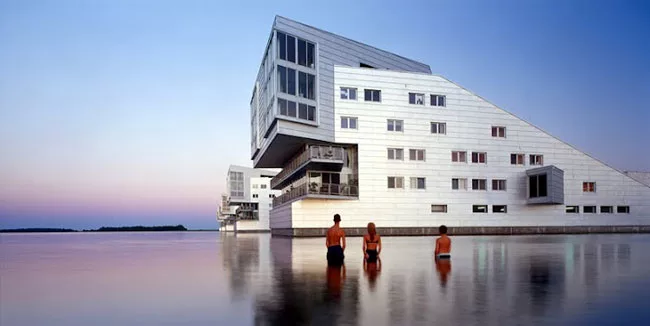 De Sphinxen, a complex in Huizen with five residential blocks designed by Neutelings Riedijk Architects.