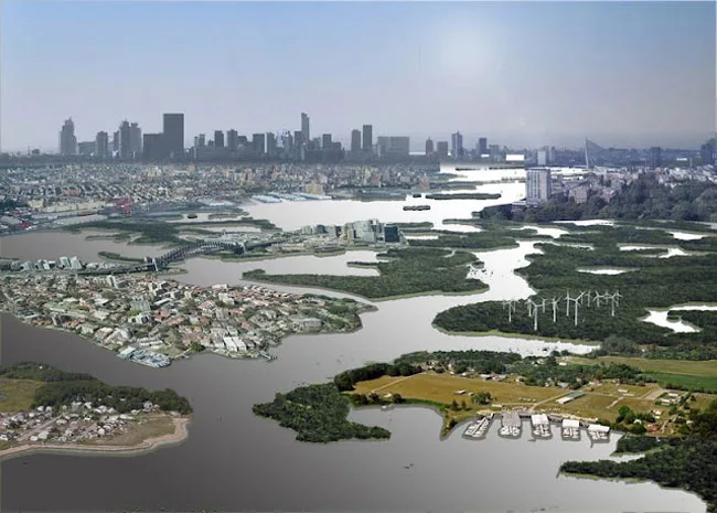Delta Twin Town, a design concept for the UNESCO-IHE Delta City of the Future competition, restores the connection between Rotterdam and the sea by creating a new artificial delta.