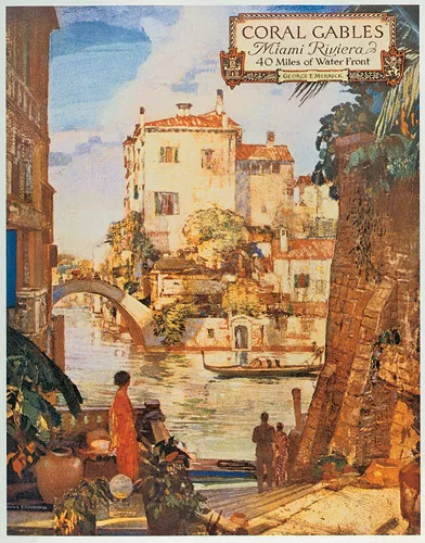 A few decades later, developer George Merrick planned Coral Gables, Florida, as an idyllic resort town. An advertisement from 1926 lured prospective residents southward with the promise of lush garden