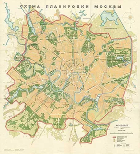 Chernyshev worked on the Moscow General Plan of 1935, which surrounded the city's historic core with a series of winding, idiosyncratic ring roads.