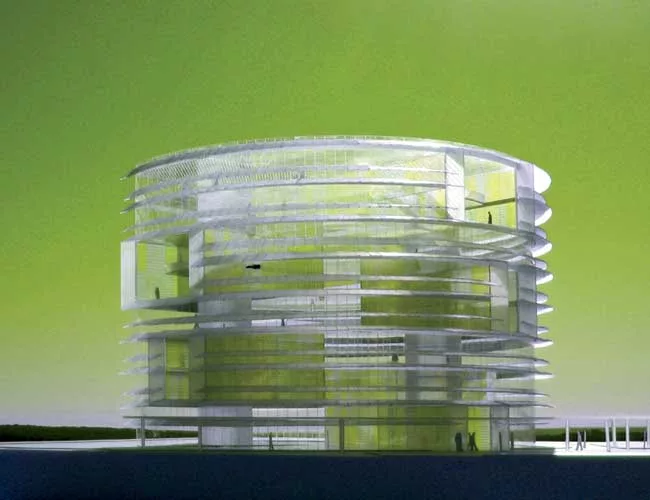 This competition-winning project in Madrid forms part of a campus of 18 round buildings (now on hold), which include designs by Foster + Partners, Zaha Hadid, and Richard Rogers. Working with his form