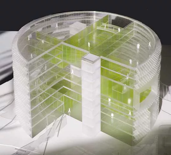 This competition-winning project in Madrid forms part of a campus of 18 round buildings (now on hold), which include designs by Foster + Partners, Zaha Hadid, and Richard Rogers. Working with his form