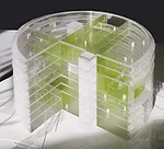 This competition-winning project in Madrid forms part of a campus of 18 round buildings (now on hold), which include designs by Foster + Partners, Zaha Hadid, and Richard Rogers. Working with his form