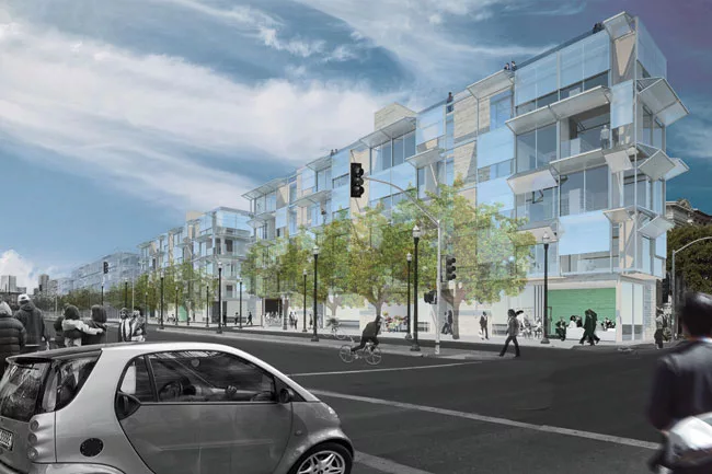 For a narrow site in San Francisco's Hayes Valley''on two lots created after the demolition of a freeway that collapsed in the 1989 earthquake'Envelope designed a five-story, multi-unit housing develo