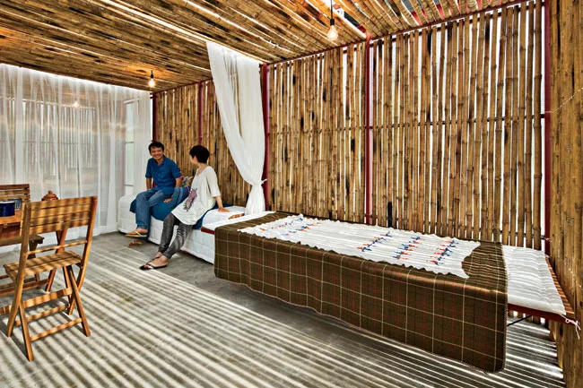 Vo's firm designed this project as a prototype for low-income housing in the Mekong River Delta. In the summer of 2012, a pair of these houses were built for a total of $4,800 on the construction site