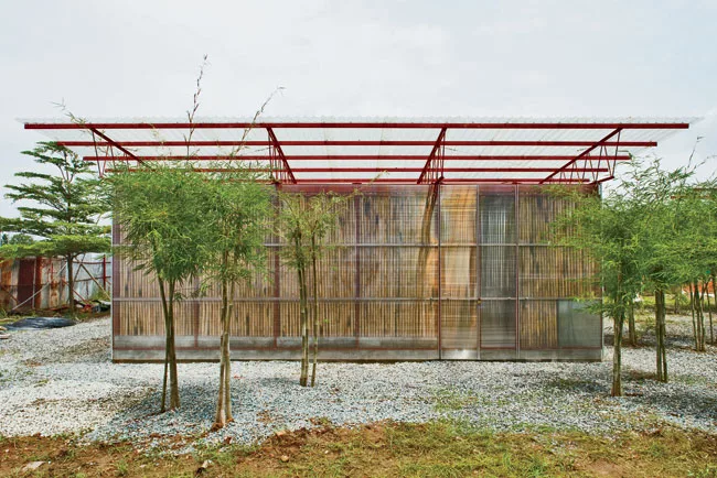 Vo's firm designed this project as a prototype for low-income housing in the Mekong River Delta. In the summer of 2012, a pair of these houses were built for a total of $4,800 on the construction site
