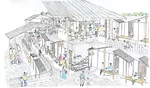 Blending permanent housing mostly for the elderly and a kindergarten under a cluster of pitched roofs, the Kamaishi project takes its cues from the local landscape hard hit by the tsunami in 2011. Bec