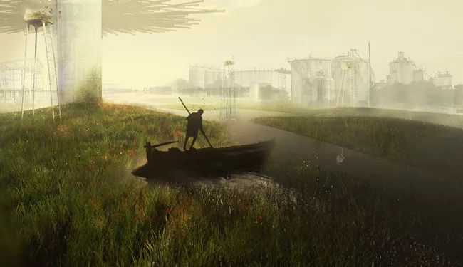 To restore a coastal area ravaged by abandoned industrial projects, the architects focus on earth-moving to restore saline ponds and the torrential rain channels that feed them. “Instead of dive