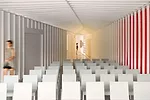 Para transformed the 4,500-square-foot ground floor of a four-story warehouse in west Syracuse, New York, into a Latino cultural center. Movable fabric curtains, rather than traditional walls, divide 