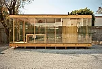 This weekend retreat for a young couple sits lightly atop columns on its awe-inspiring site surrounded by the Sierra Madre mountains in Nuevo Le&oacute;n state. The architects used scrap steel for muc
