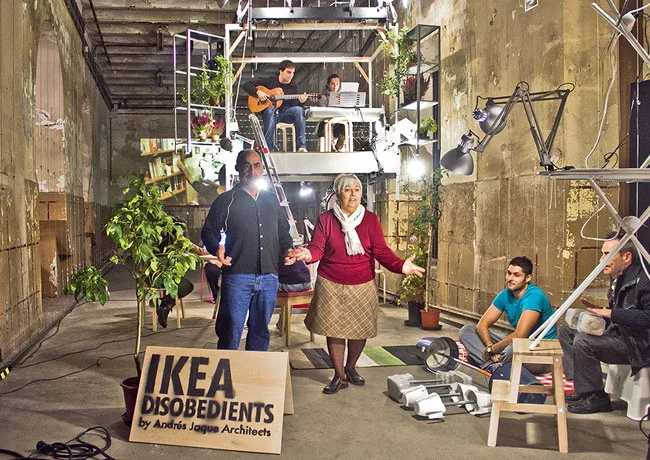 Mounted at MoMA/PS1 in New York last year, IKEA Disobedients combines architecture and performance art in a sculptural mishmash of IKEA furniture activated by ordinary people, invited to perform their