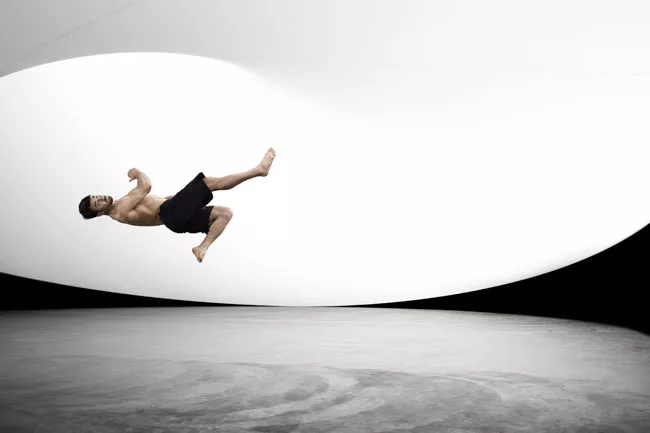 Constructed of fabric and steel rings, ESKYIU's 2013 stage set for 'movement culture' artist Ido Portal played with perceptions of space, scale, and depth. The 40-foot-wide installation in the famous 