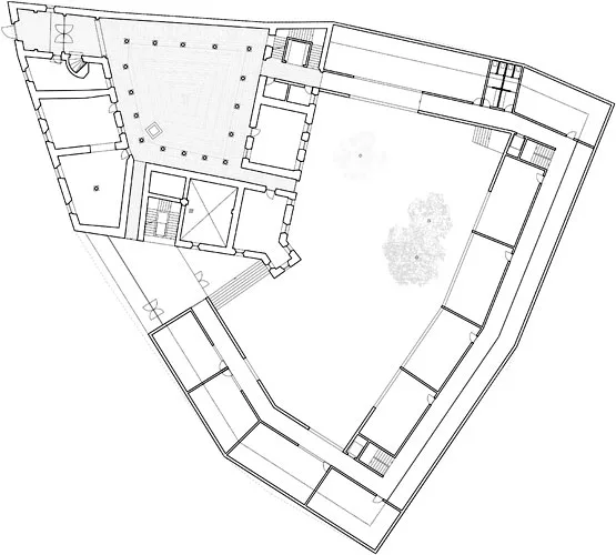 Planned for completion in 2017, this competition-winning project expands an existing historic building—Casa Ragen, in Brunico, Italy—and retains the town's urban fabric with low, wall-like