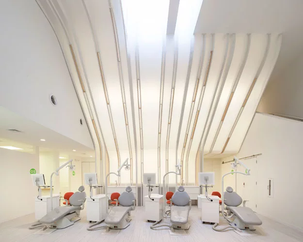 Completed in 2013, Merge’s first healthcare project is a 2,800-square-foot orthodontics office in Waltham, MA.