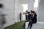 NAMELESS used blocks of EPS (expanded polystyrene) to create a grotto-like installation that plays with appearance and reality. Brought to the site in hefty-looking chunks and hand-carved by artist Kw