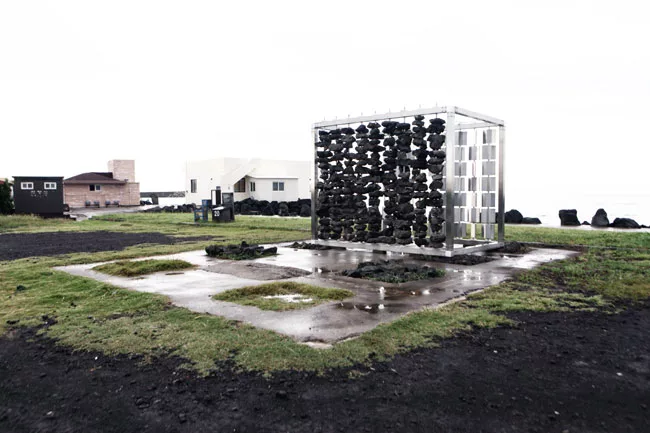 For a permanent installation on Jeju Island off the south tip of Korea, the architects collaborated with scientists at the Korea Institute of Energy Research, building a pair of facing walls—one