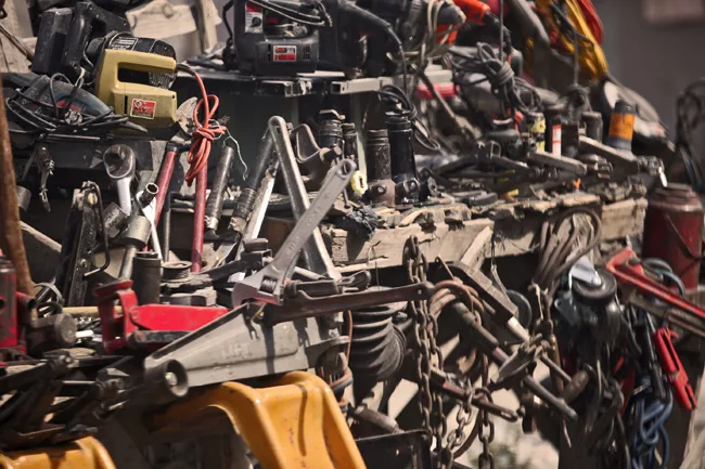 Tools for sale on the side of the road in downtown Port-au-Prince. <em>January 2012</em>.