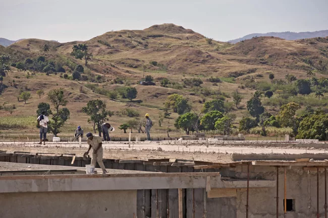 The hospital is being constructed in central Haiti.