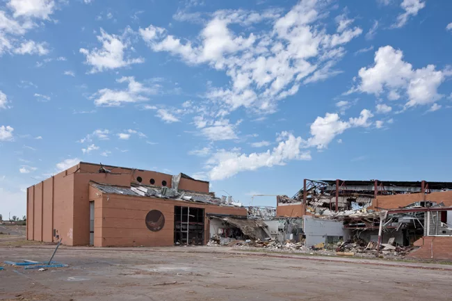 The tornado that swept through Joplin on May 22, 2011 crushed the town's late 1950s school.