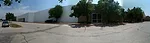 The vacant department store's blank facade before its transformation into a school for a 1,000 students.