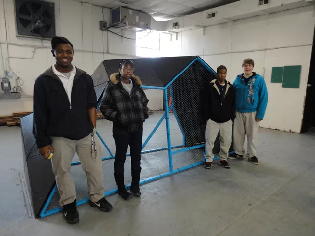 Coopus Maximus chicken coop designed and built by Studio H students.