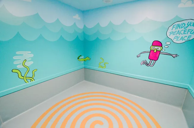 Safe Spaces 'quiet room' renovation project at the Helping Hand foster care home in Austin, Texas.