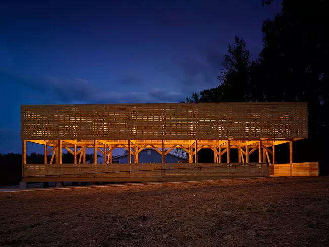The project is dramatic at dusk.