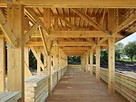 Wood detailing of the interior of the structure.
