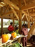 Farmers, craftsmen, and the public using the market.