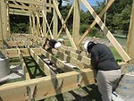 Students setting joists on the Windsor super market structure.
