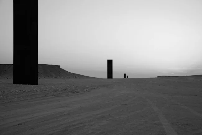 Commission by the Qatar Museums Authority, Serra's 2014 installation in the Brouq Nature Reserve comprises four steel plates, each just over five inches thick and 13 feet wide, with two stretching to 