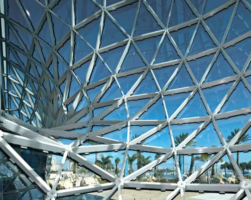The atrium lets visitors view Tampa Bay, just outside the museum.