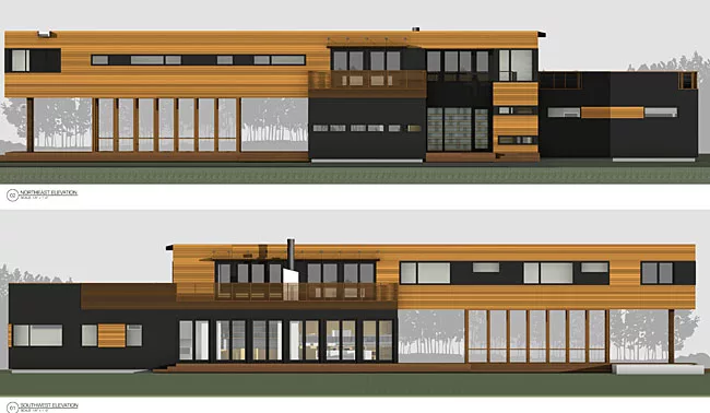 New Jersey-based Tarantino Studio is proposing to relocate Frank Lloyd Wright's 1954 Bachman Wilson House from Millstone, New Jersey, to one of the Sagaponac lots. Lawrence and Sharon Tarantino bought