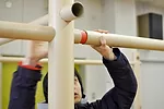 Emergency centers set up in gymnasiums and other large structures offer little privacy.  In response, Shigeru Ban conceived a partition system made of paper tubes and canvas sheets.