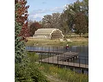 Lightweight pavilion is a focal point for the 20-acre Lincoln Park Zoo South Pond habitat restoration.