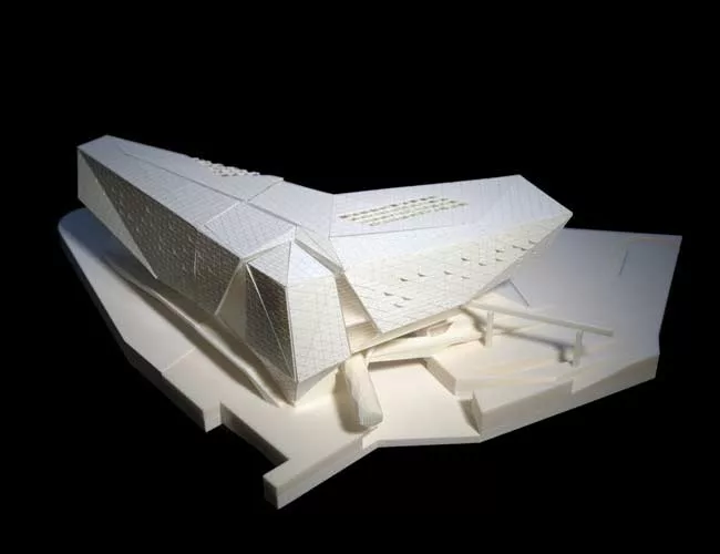 The Museum of the Built Environment is one of FXFOWLE's six active projects in the King Abdullah Financial District, a 55 million-square-foot development in Riyadh. Resembling a chiseled rock and part