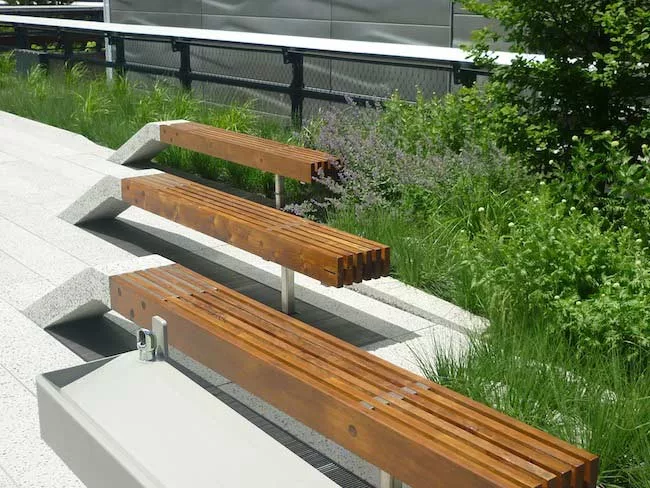 Benches along section two pathway