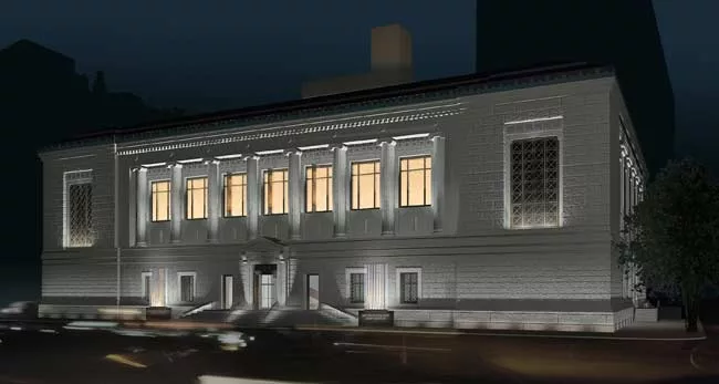LEDs at the upper level and kiosks at the street level will illuminate the building.