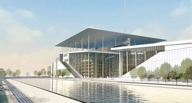 Construction of the $803 million Stavros Niarchos Cultural Center will start later this year and conclude in 2015. The building will rise on the Saronikos Kolpos waterfront in southern Athens, within