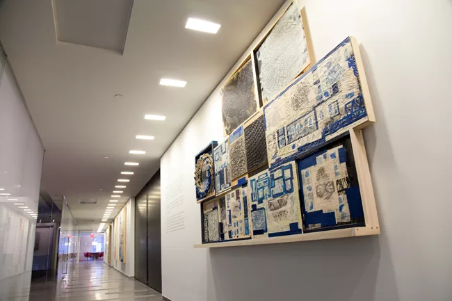 Gensler's Midtown Manhattan office introduced its art exhibition program in 2007, when it moved into a new space. To date, it has presented 13 exhibitions, with pieces put on view in corridors, confer