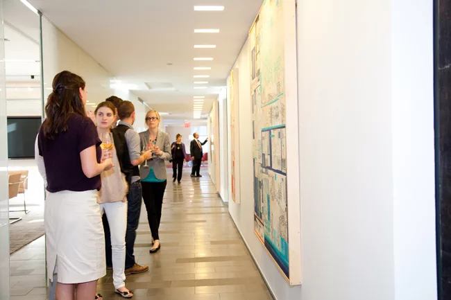 For each show, Gensler prints a brochure, hosts a reception, and pays for delivery and installation of the artwork. Design principal Mark Morton serves as the curator of the Manhattan office art progr
