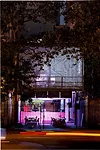 Exterior view from Houston Street at night