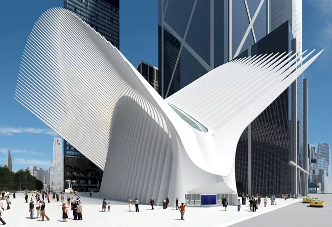 The wings of the hub, as shown in this rendering from the Church Street entrance, were originally designed to open and close.