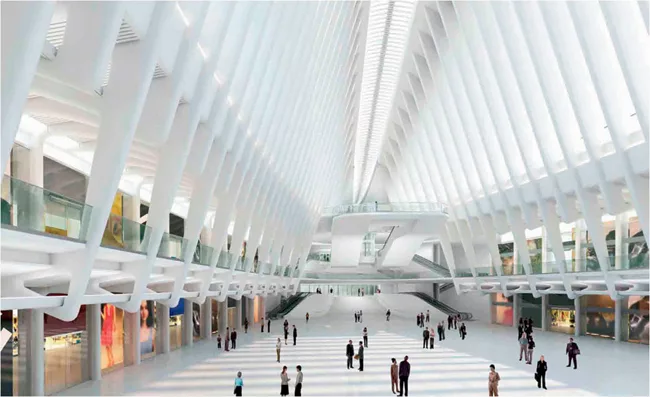 The hub's main hall, 161 feet high, will have a glazed spine that opens to a width of 30 feet.