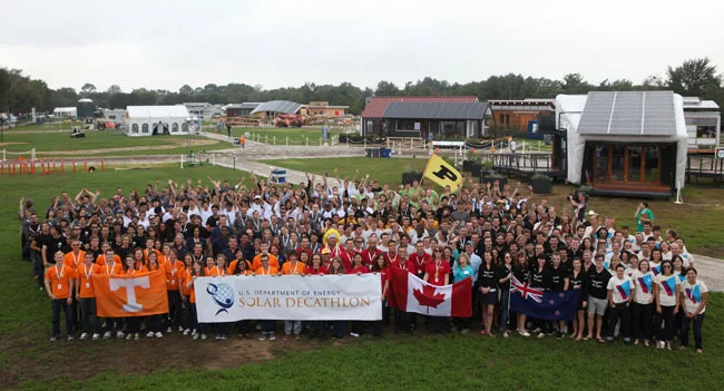 This year's Solar Decathlon includes designs by 19 collegiate teams representing five countries and four continents. 